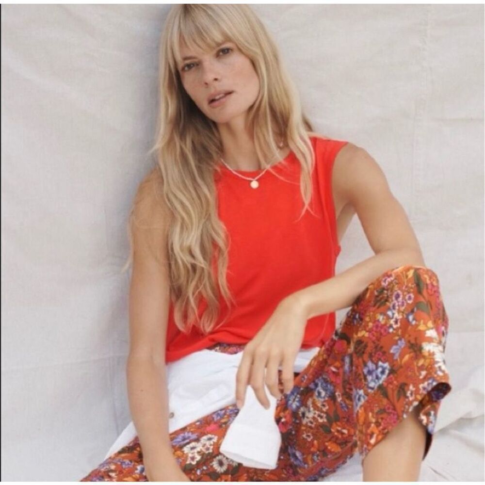 ✨Anthropologie Lianne Knot-Back Orange Sz Large Tank✨